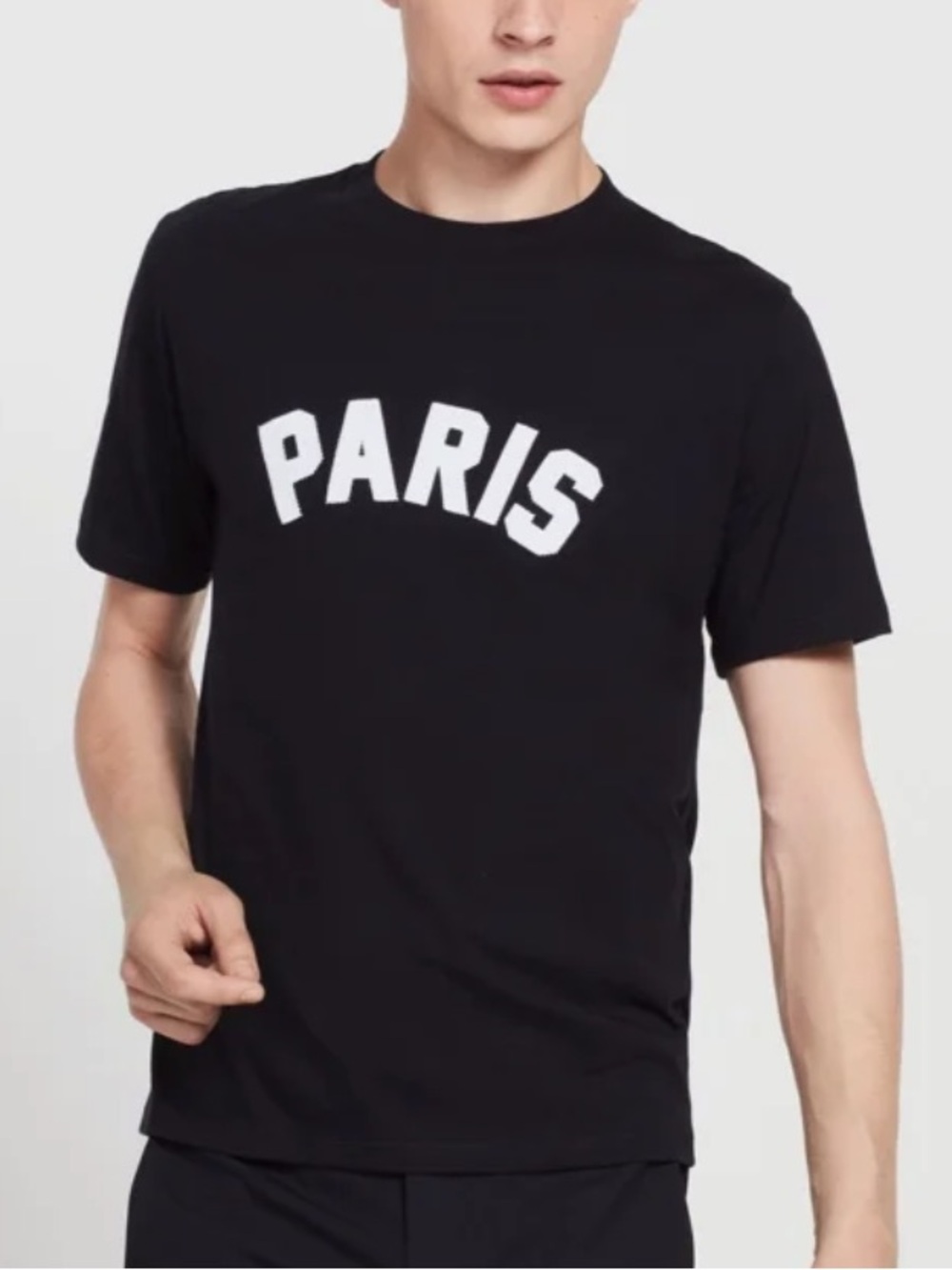 Sandro Paris Pima Cotton Short Sleeve Tee Black Patch Letter Spellout-Medium
